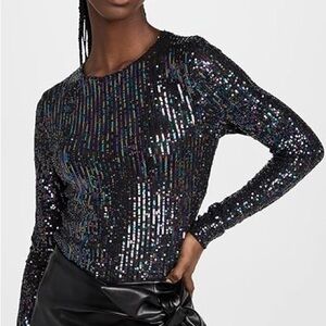Free People Black Sequin Top NWT Sz L